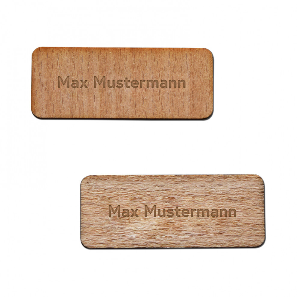 Innovative Holz-Namensschilder - mit Ihrem Logo
